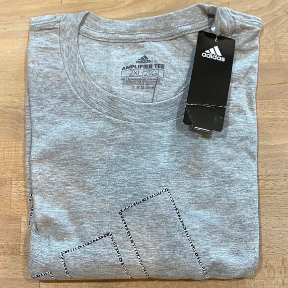 Adidas Badge of Sports Tiny Type Logo Tee T-Shirt Grey Heather Men's 2XL NWT - Picture 8 of 10